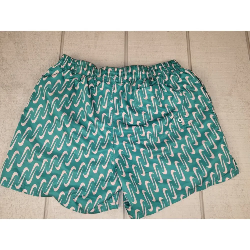 Nike All Over Swoosh Volley Board Shorts Swim Trunks Mens L Teal Pink Athletic